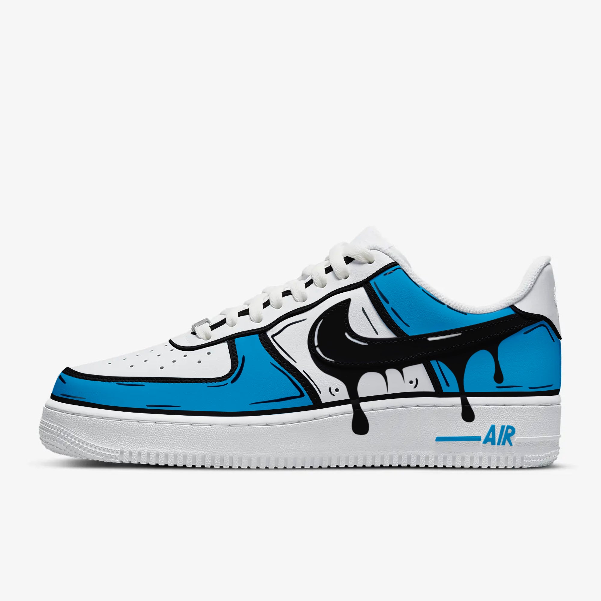 Custom Painted Nike Sneakers Air Force 1 Blue Cartoon Drip